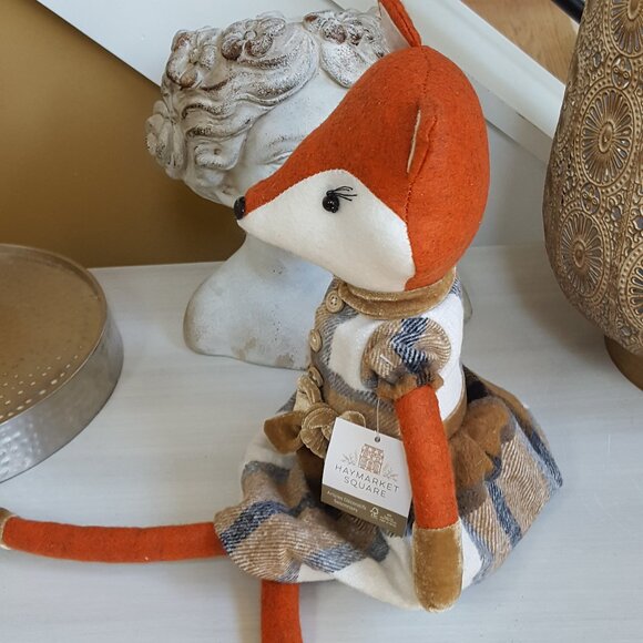 NEW! BOHO Farmhouse WOOL Fox FLANNEL DRESS DOLL - Picture 2 of 7